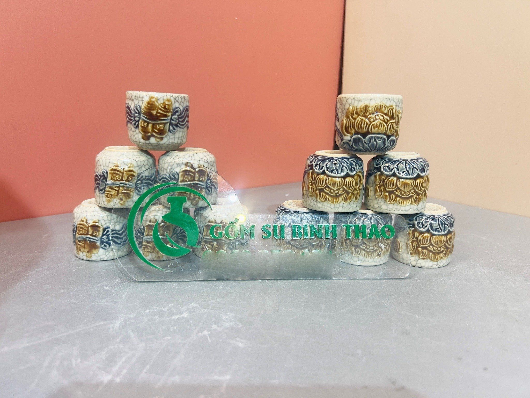 Chén thờ Men rạn Đắp nổi PA