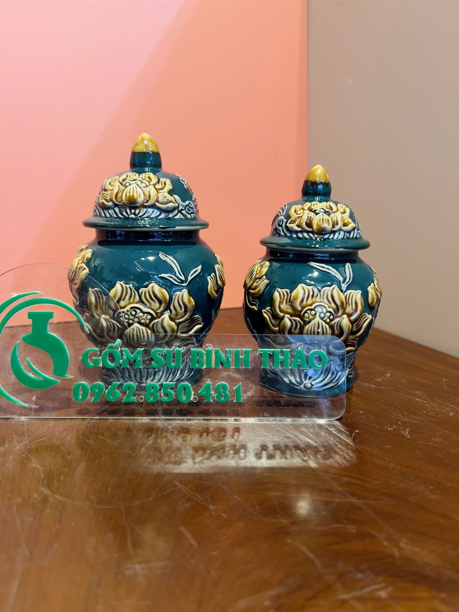 Bộ đờ thờ Gốm sứ Bát Tràng Hợp mệnh Mộc & Hỏa - Gốm nghệ nhân Bát Tràng MMPA14