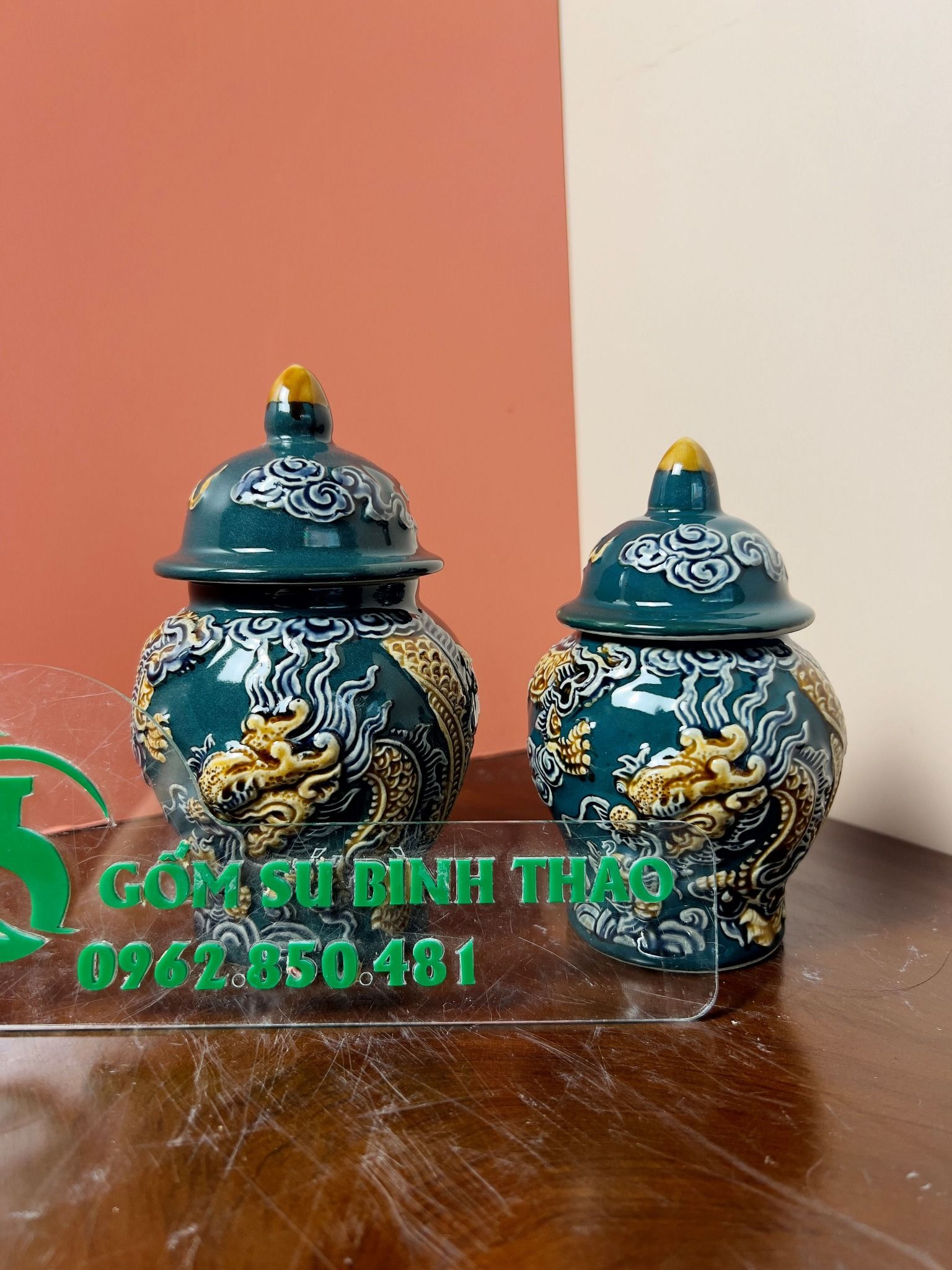 Bộ đờ thờ Gốm sứ Bát Tràng Hợp mệnh Mộc & Hỏa - Gốm nghệ nhân Bát Tràng MMPA15