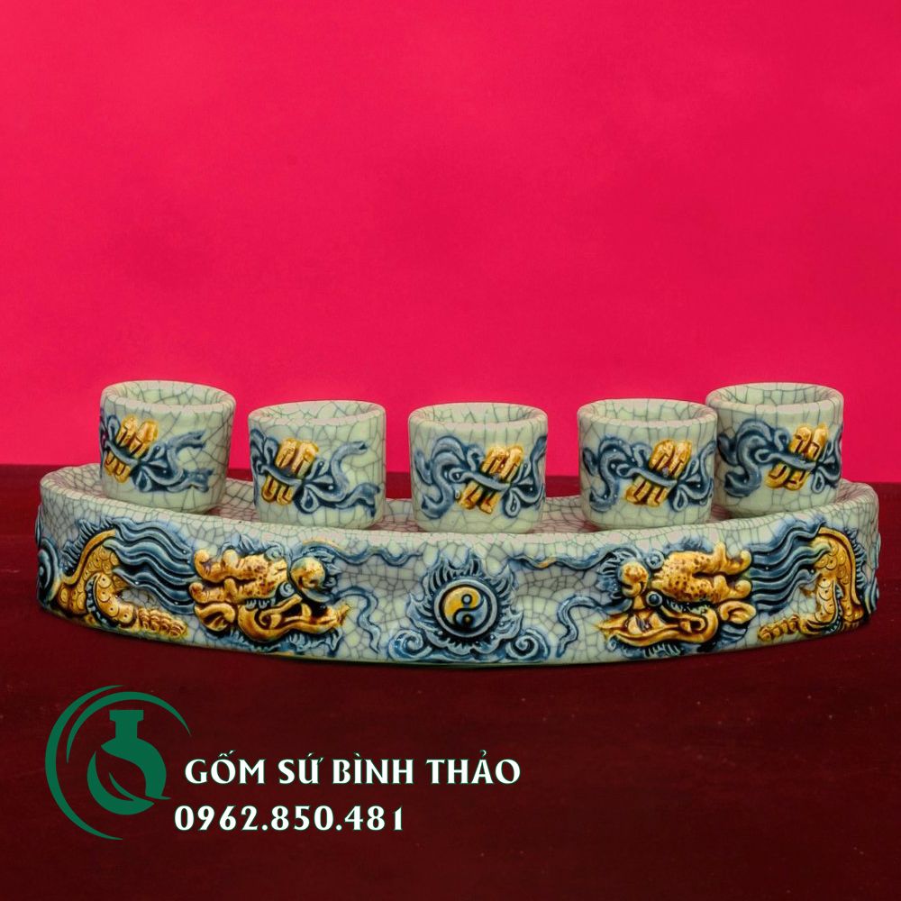 Bộ đồ thờ 3 bát hương - Ban 1m27 - 2m17