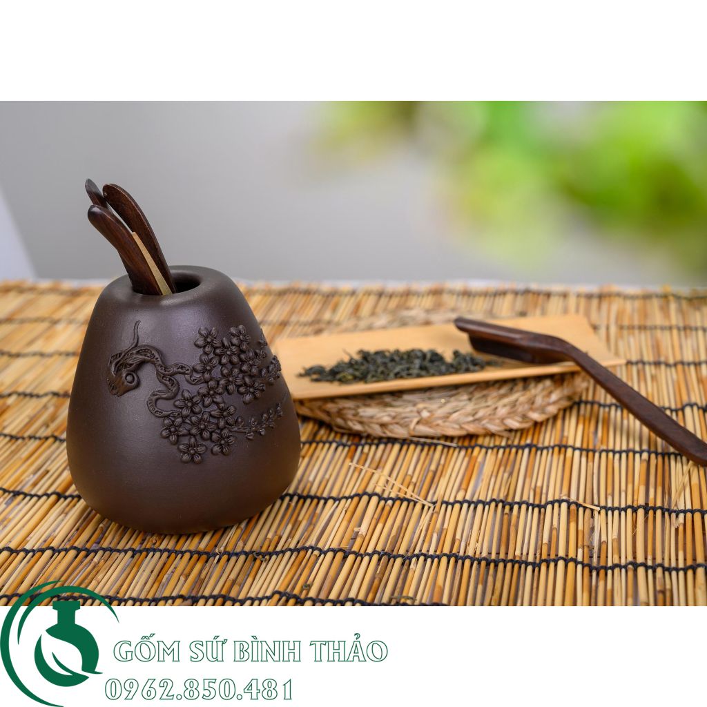 Lọ đựng muỗng trà tử sa Bát Tràng