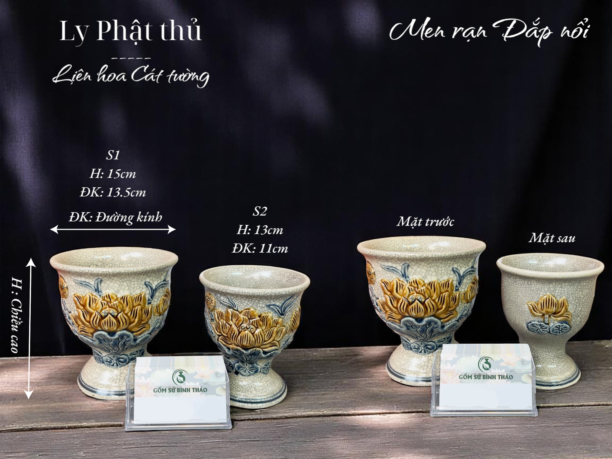 Ly phật thủ Men rạn Đắp nổi PA