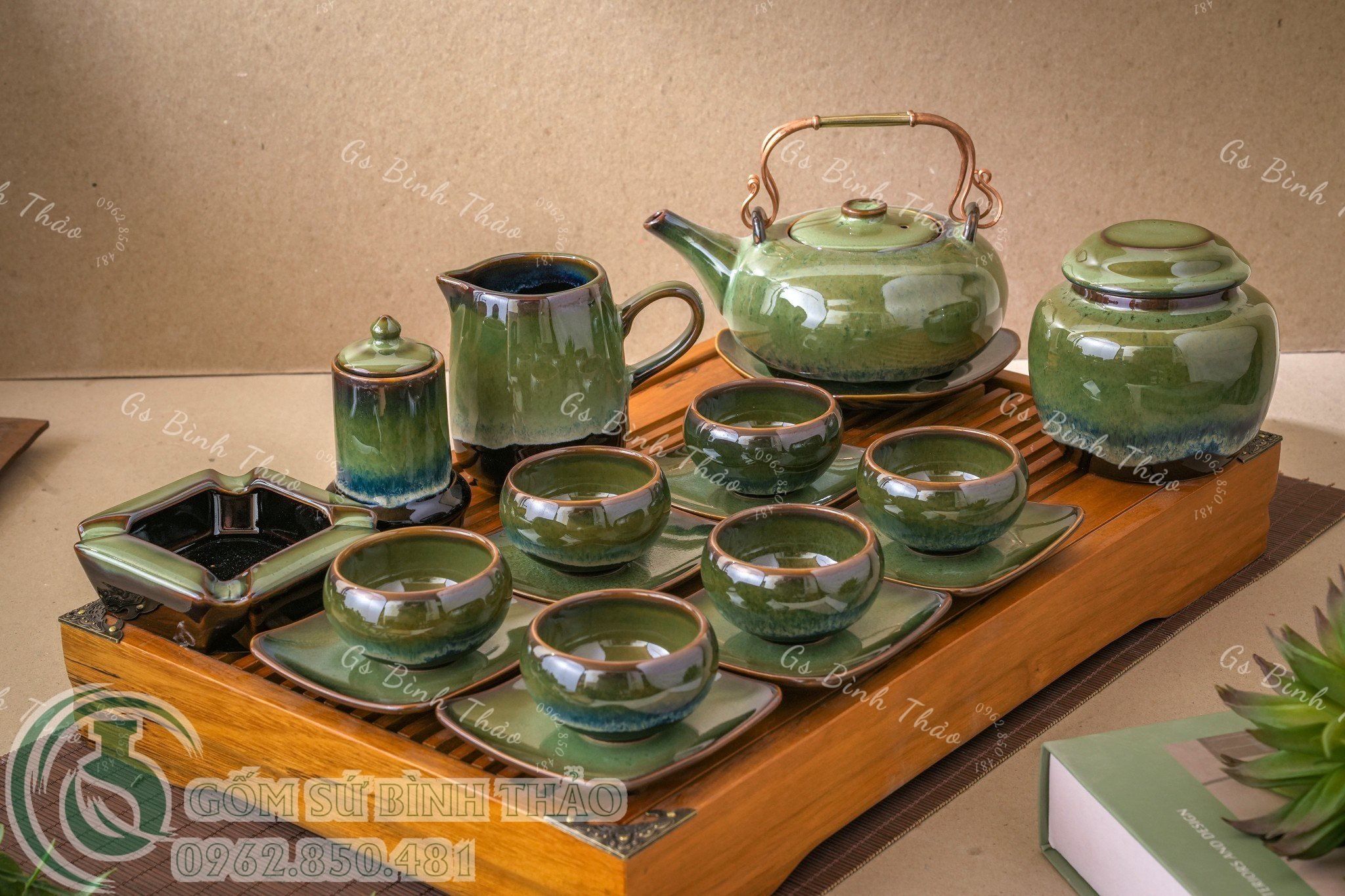 Bộ Ấm chén men Hỏa biến - Gốm sứ Bát Tràng