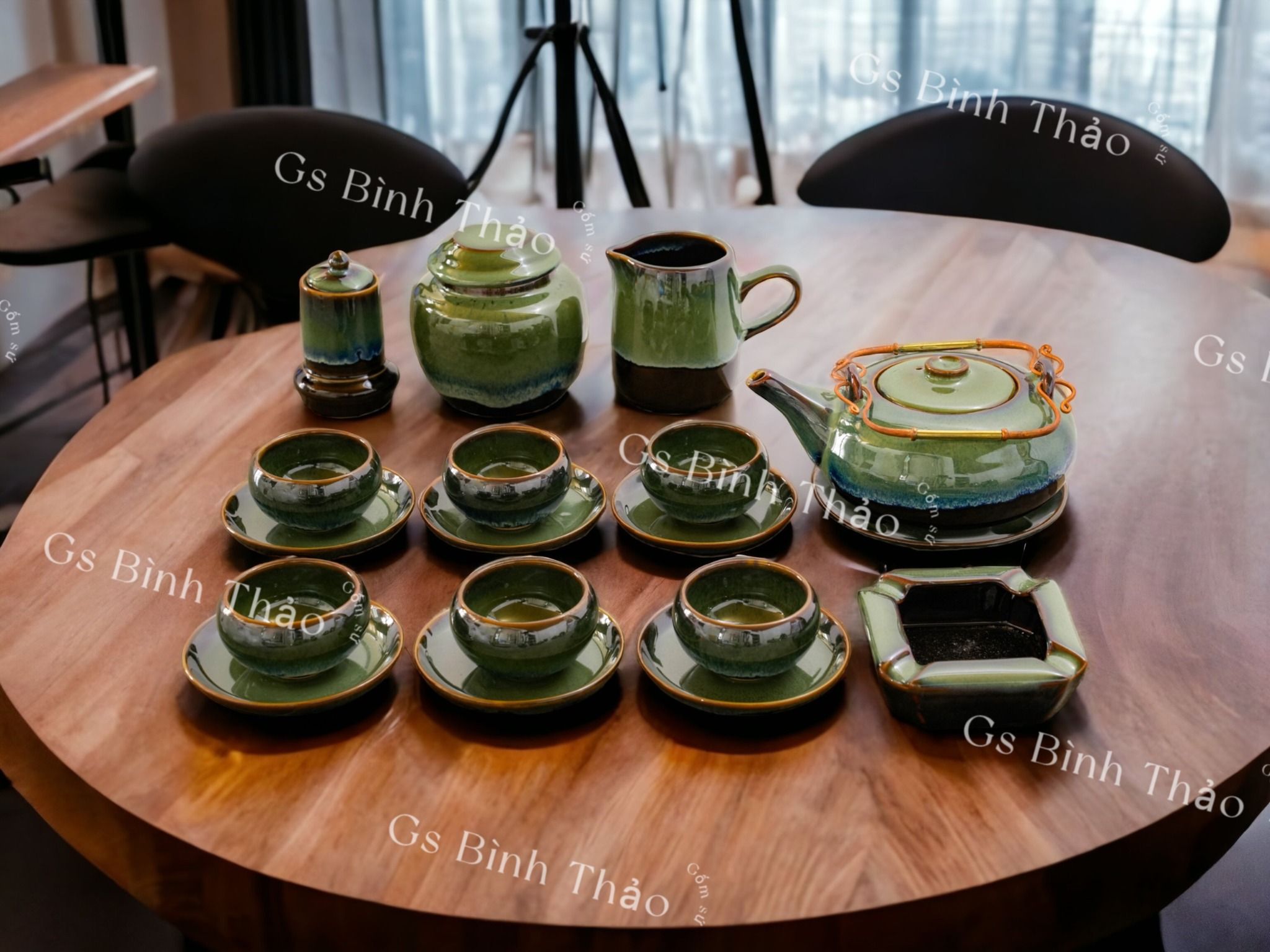Bộ Ấm chén men Hỏa biến - Gốm sứ Bát Tràng