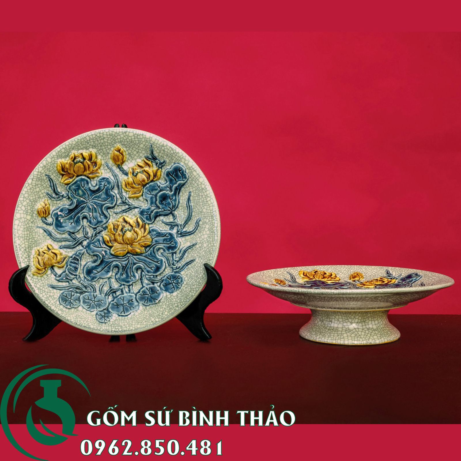 Bộ Đồ Thờ Phật Men Rạn Nổi Bát Tràng