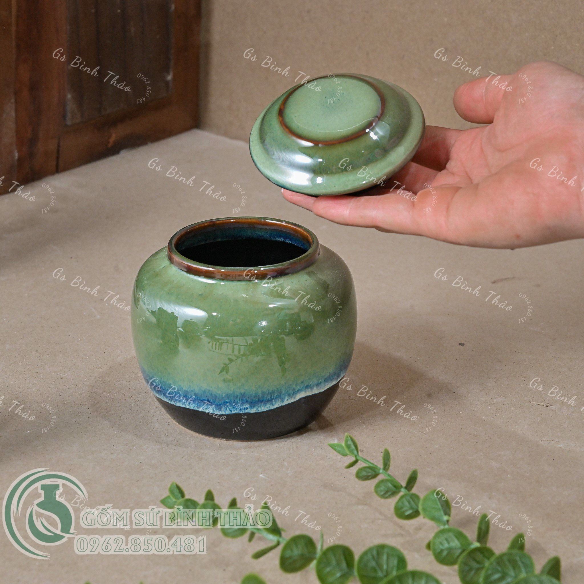 Bộ Ấm chén men Hỏa biến - Gốm sứ Bát Tràng