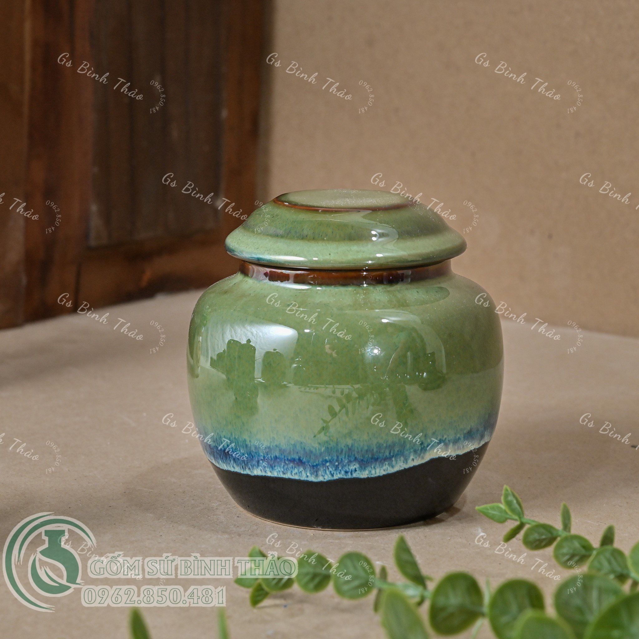Bộ Ấm chén men Hỏa biến - Gốm sứ Bát Tràng