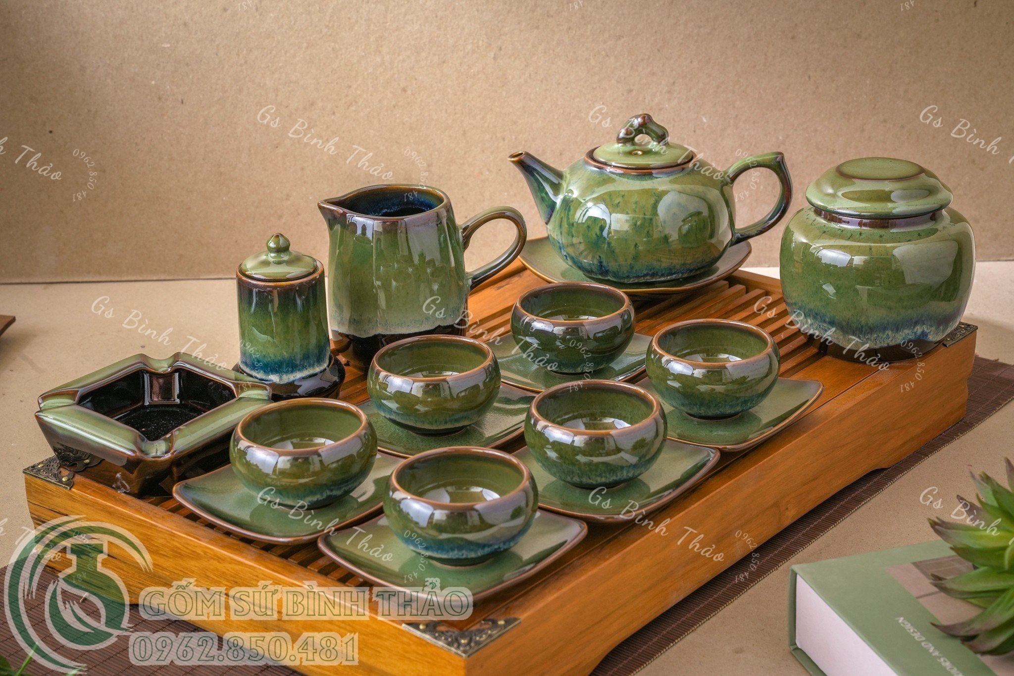 Bộ Ấm chén men Hỏa biến - Gốm sứ Bát Tràng