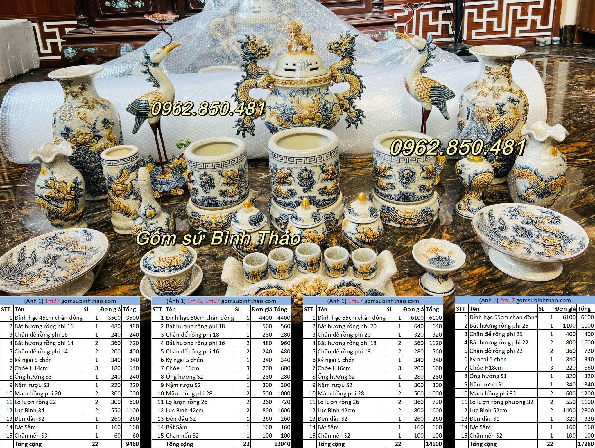 Ban thờ gia tiên đẹp dành cho ban thờ 1m97