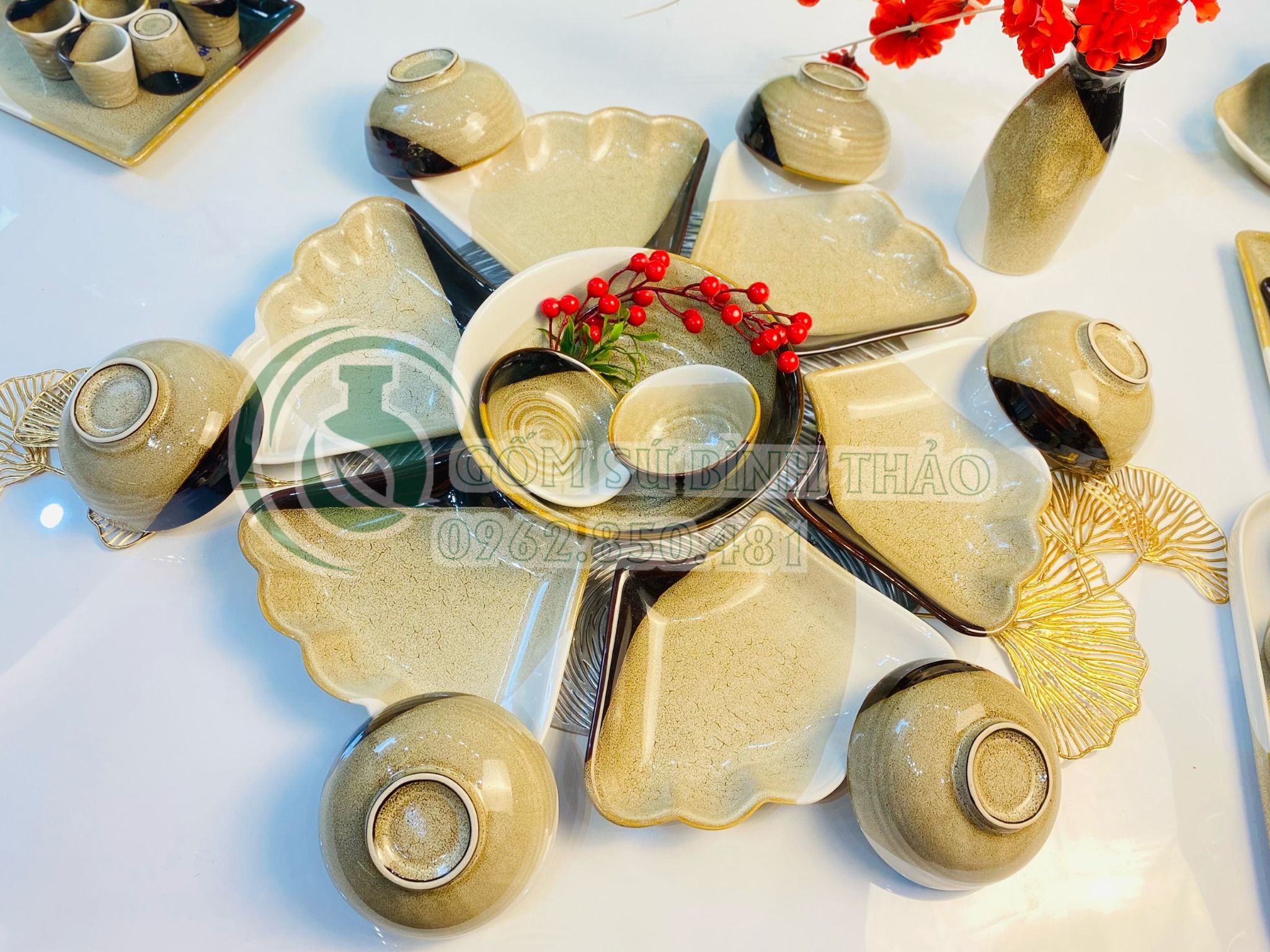Bộ bát đĩa Hoa mặt trời Tam Sắc DD