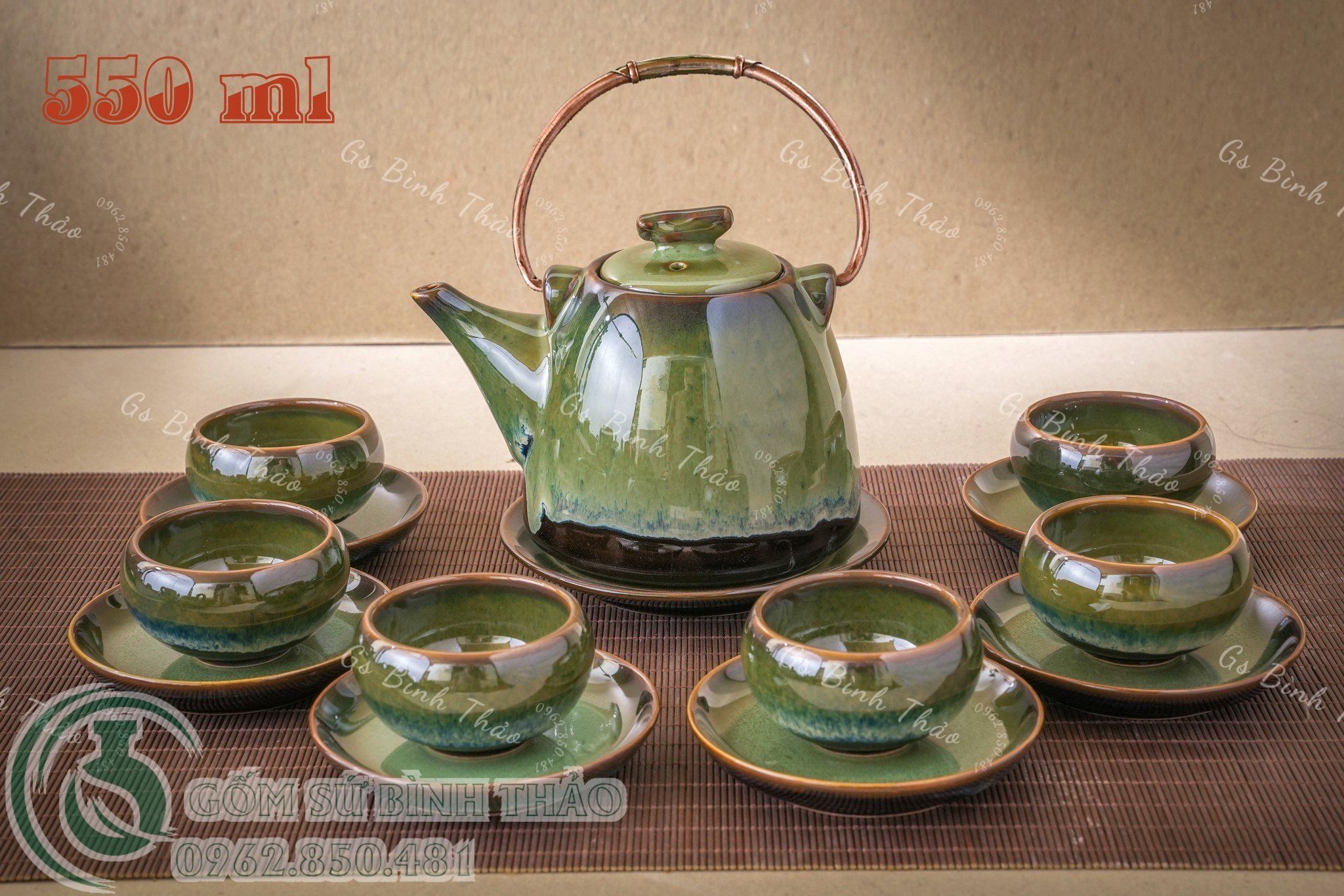 Bộ Ấm chén men Hỏa biến - Gốm sứ Bát Tràng