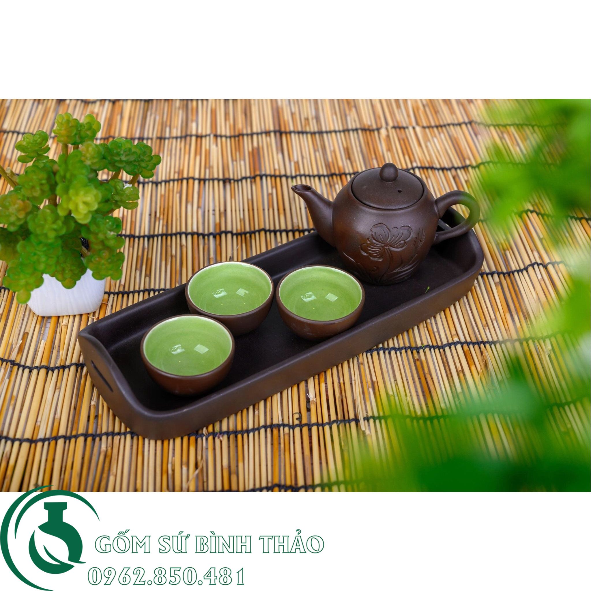 Bộ ấm trà tam ẩm tử sa Bát Tràng