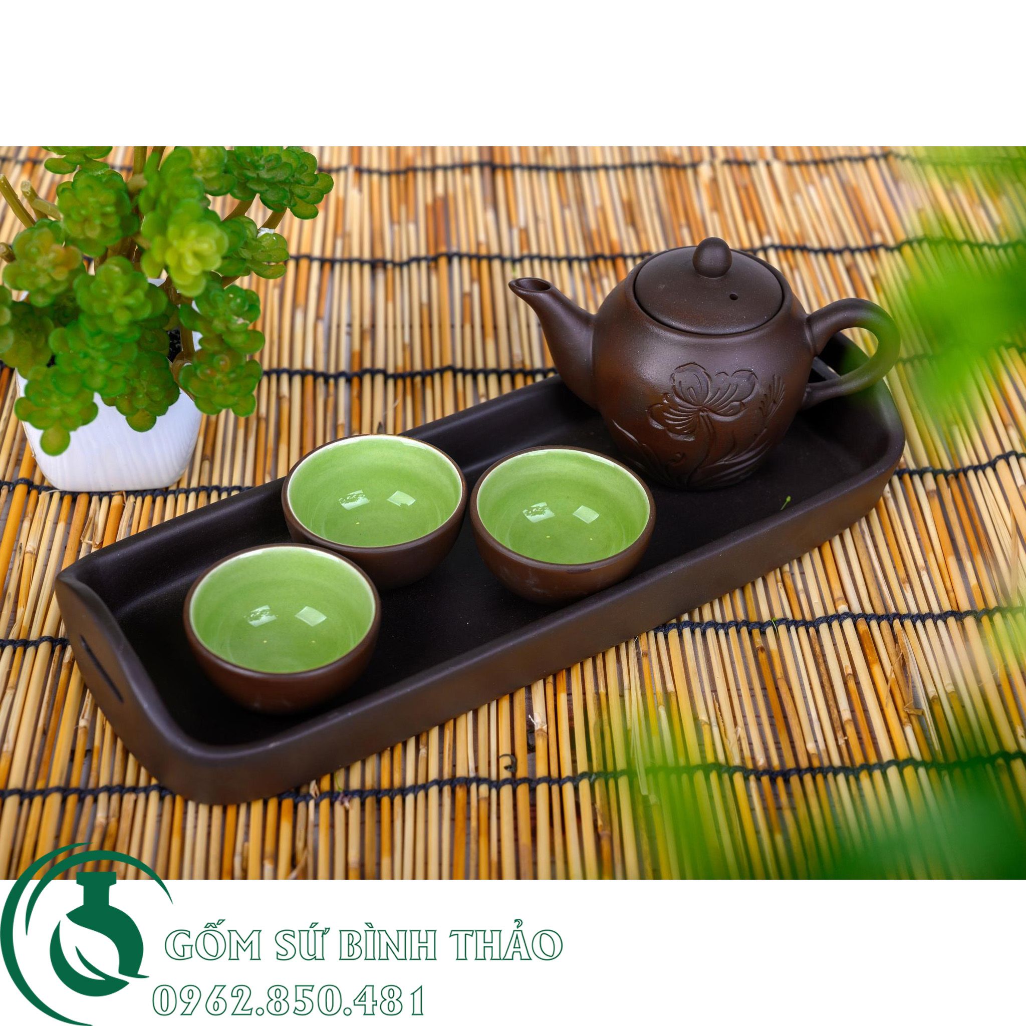 Bộ ấm trà tam ẩm tử sa Bát Tràng