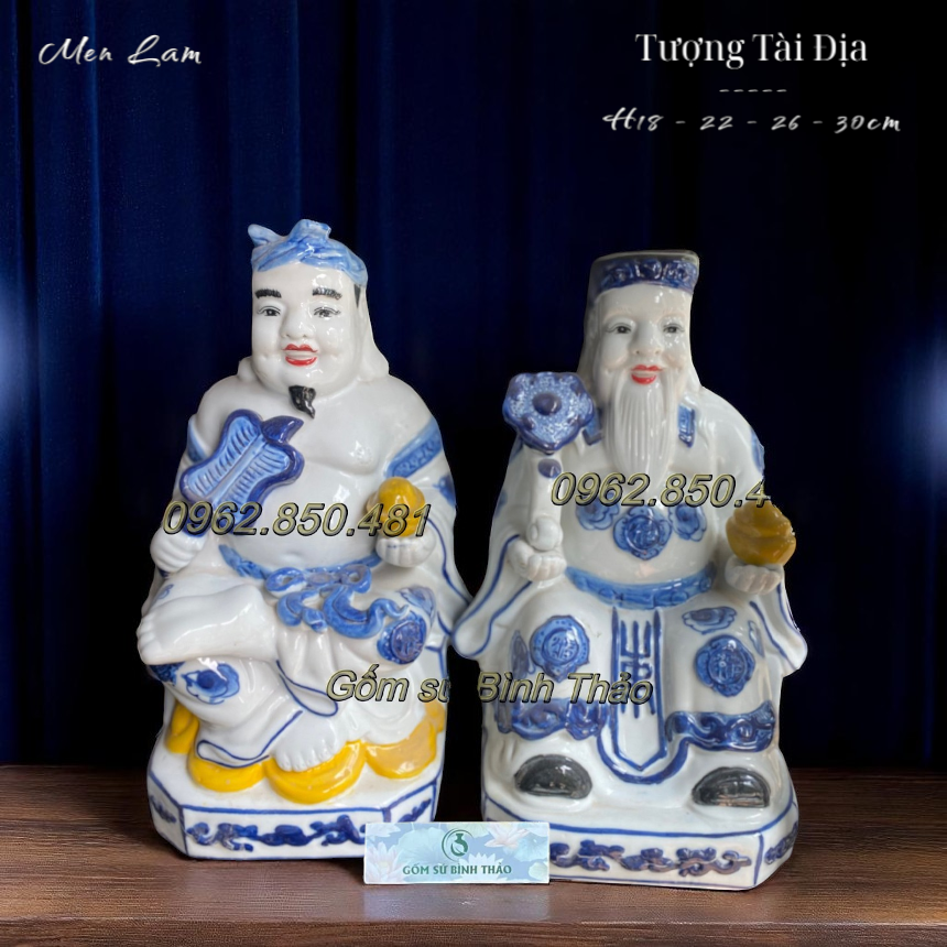 Thần Tài Thổ Địa Men Lam