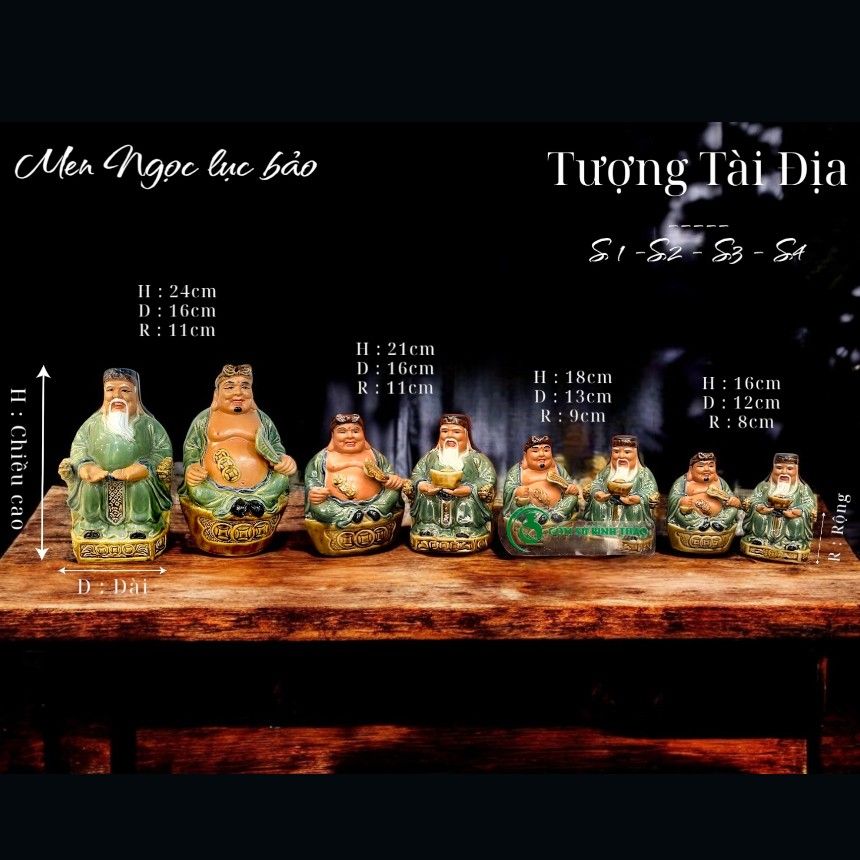 Bộ Thần Tài Thổ Địa Men rạn - Gốm sứ Bát Tràng