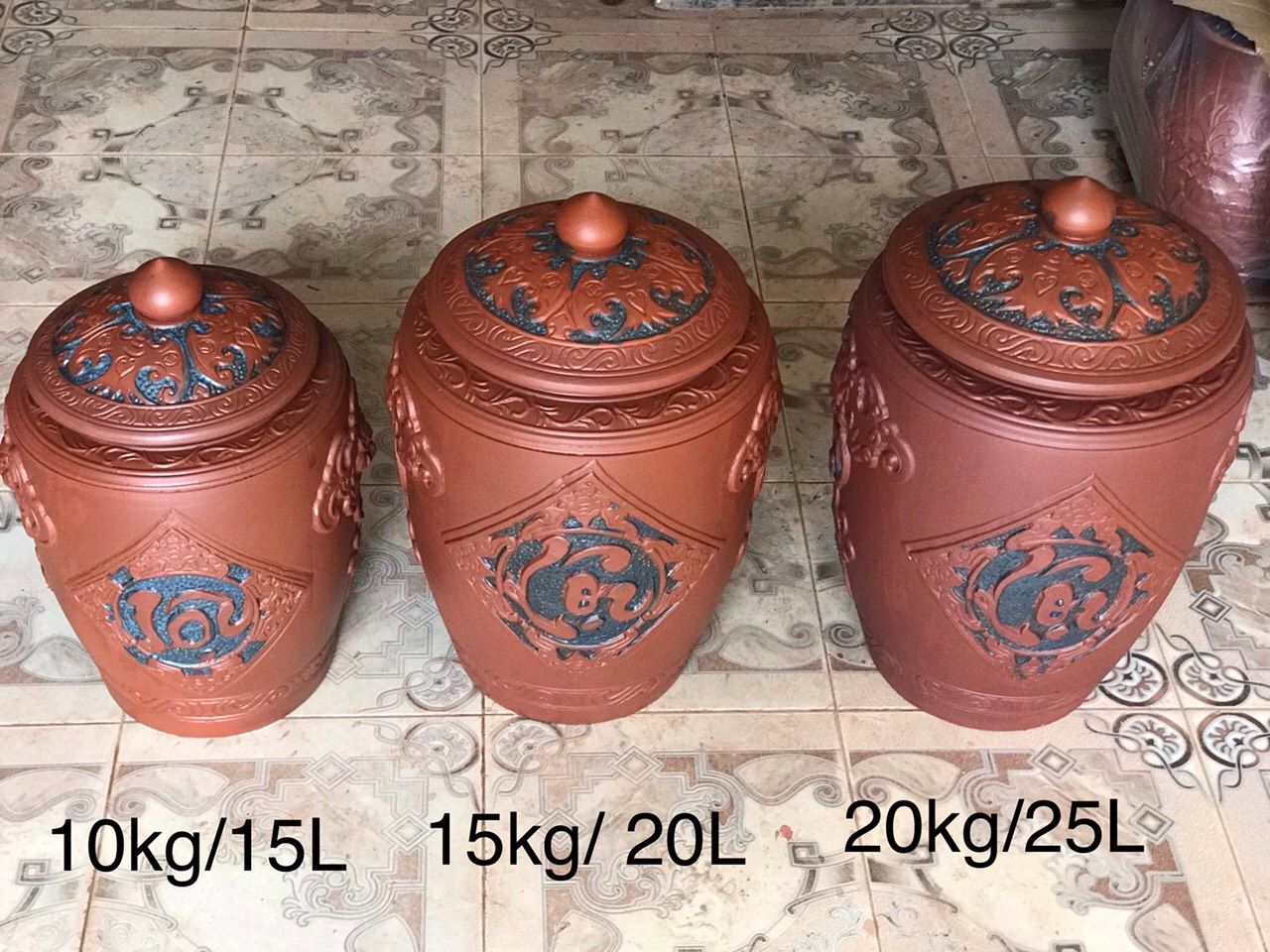 15kg/20l - Trĩnh đựng Gạo Khắc Nổi Tài Lộc 15kg