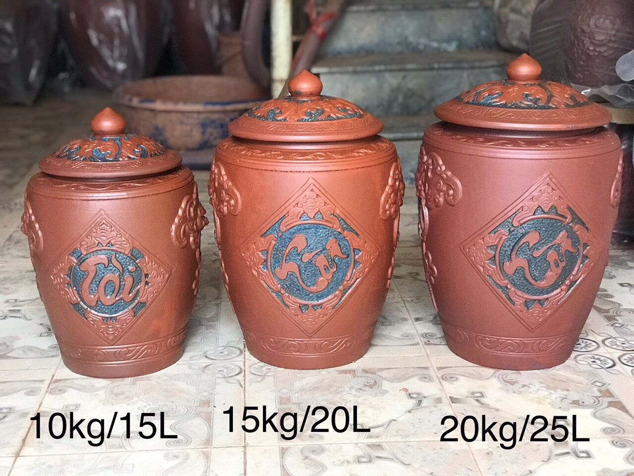 15kg/20l - Trĩnh đựng Gạo Khắc Nổi Tài Lộc 15kg