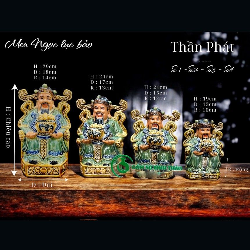 Bộ Thần Tài Thổ Địa Men rạn - Gốm sứ Bát Tràng