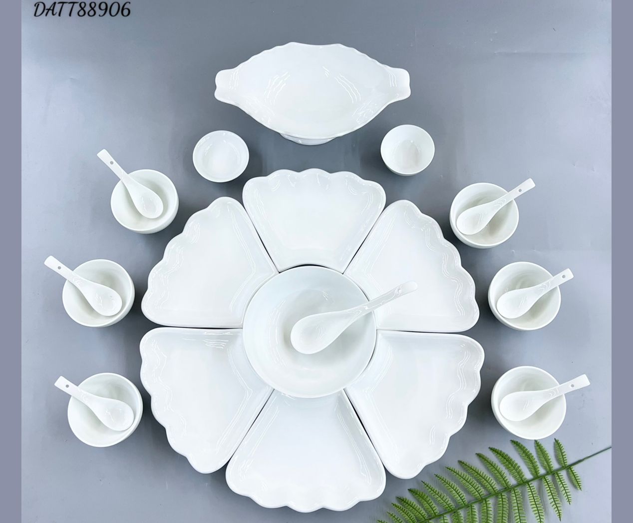 Bộ bát đĩa Hoa mặt trời Trắng Cao cấp Bát Tràng
