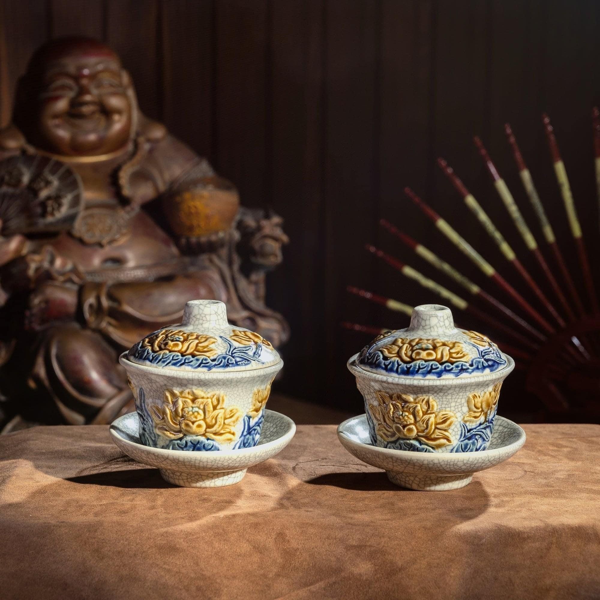Bộ đồ thờ gia tiên bát tràng đầy đủ men rạn Bát Tràng