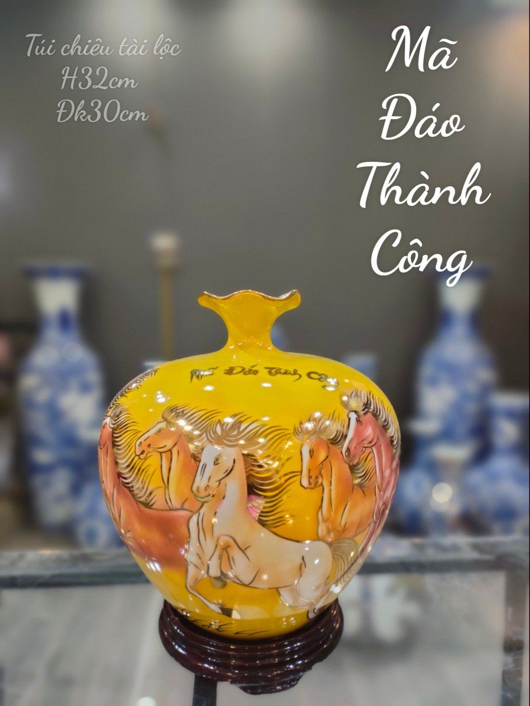 Bình hút lộc Mã Đáo Thành Công màu Vàng - Tương sinh mệnh Kim, Thổ