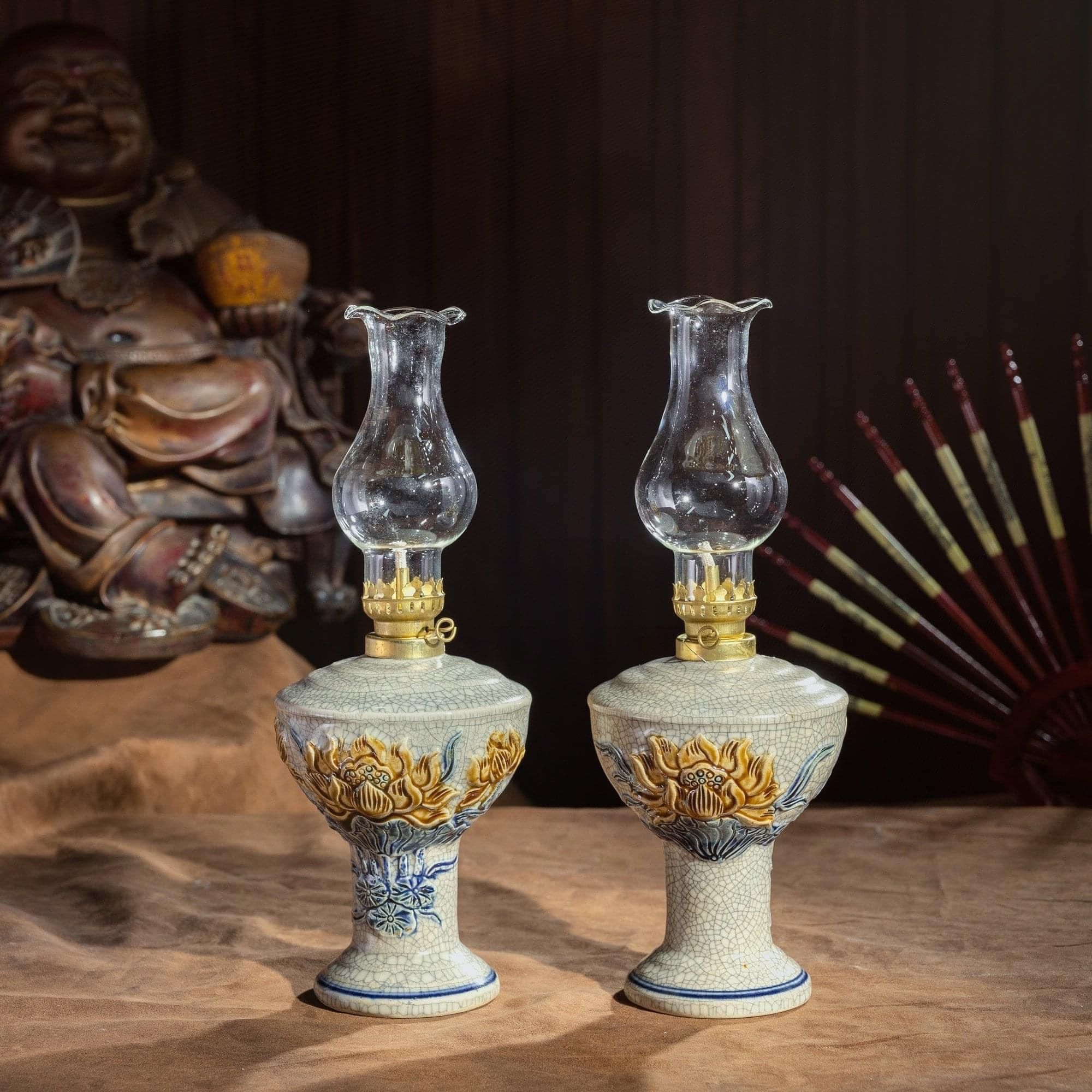 Bộ đồ thờ Gia tiên 1 Bát hương Men Rạn đắp nổi Bát Tràng hàng Nghệ nhân MRPA15