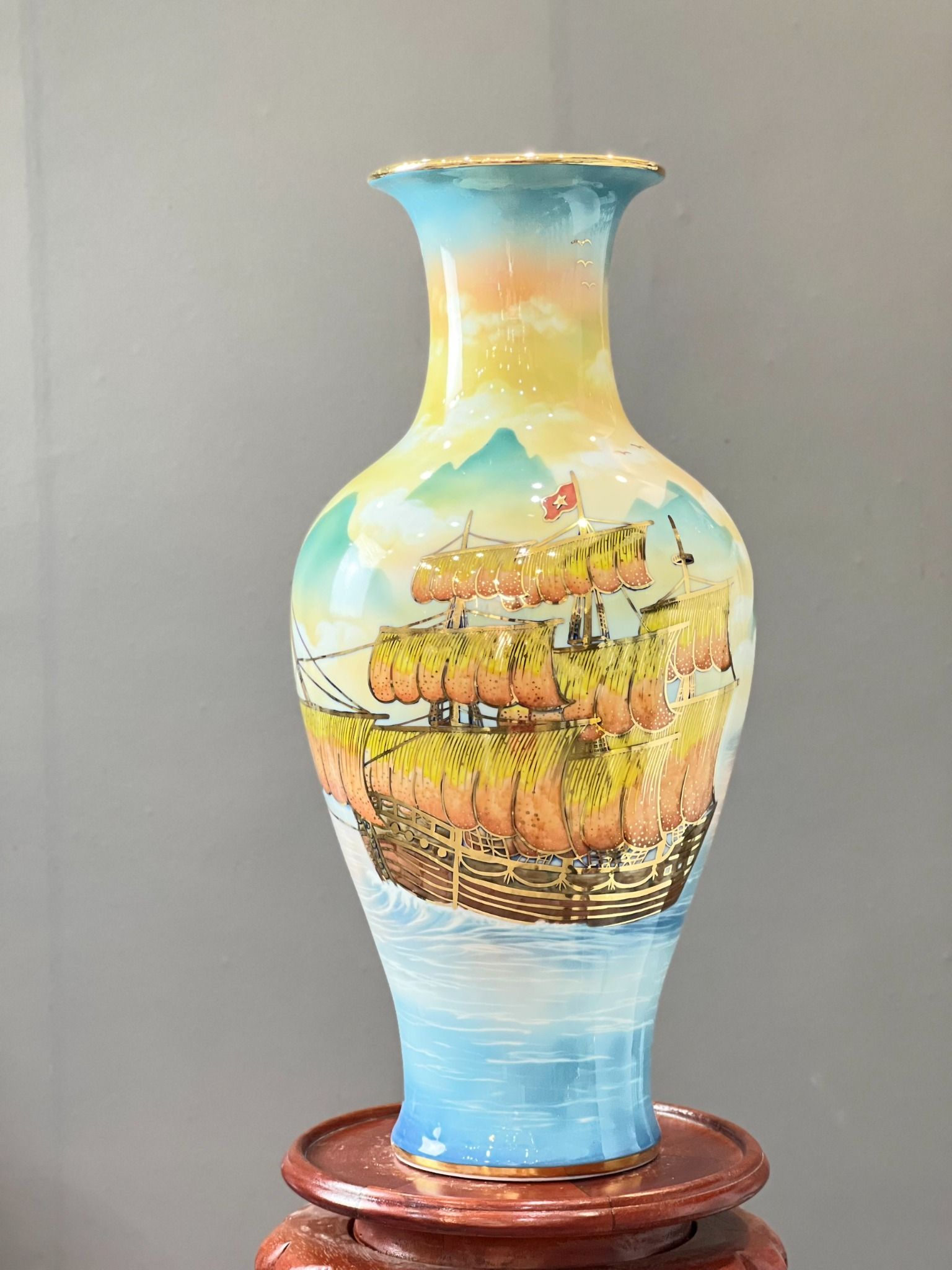 H50 - Bảo Bình Thuận Buồm Xuôi Gió 3D Vẽ Vàng