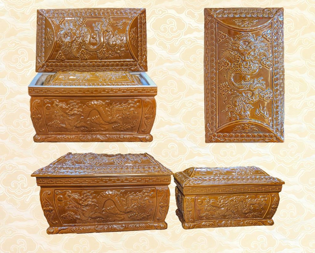 Bộ Quách Tiểu Gốm tráng men - Họa tiết Long Chầu Nguyệt HH12