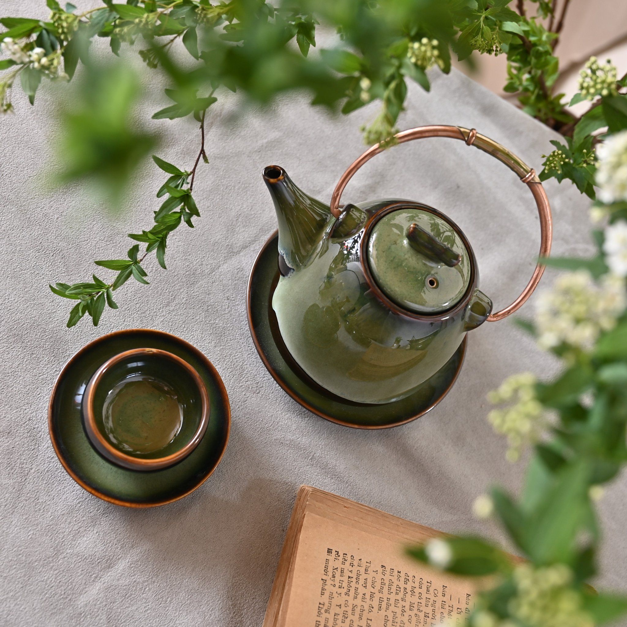 Bộ Ấm chén men Hỏa biến - Gốm sứ Bát Tràng