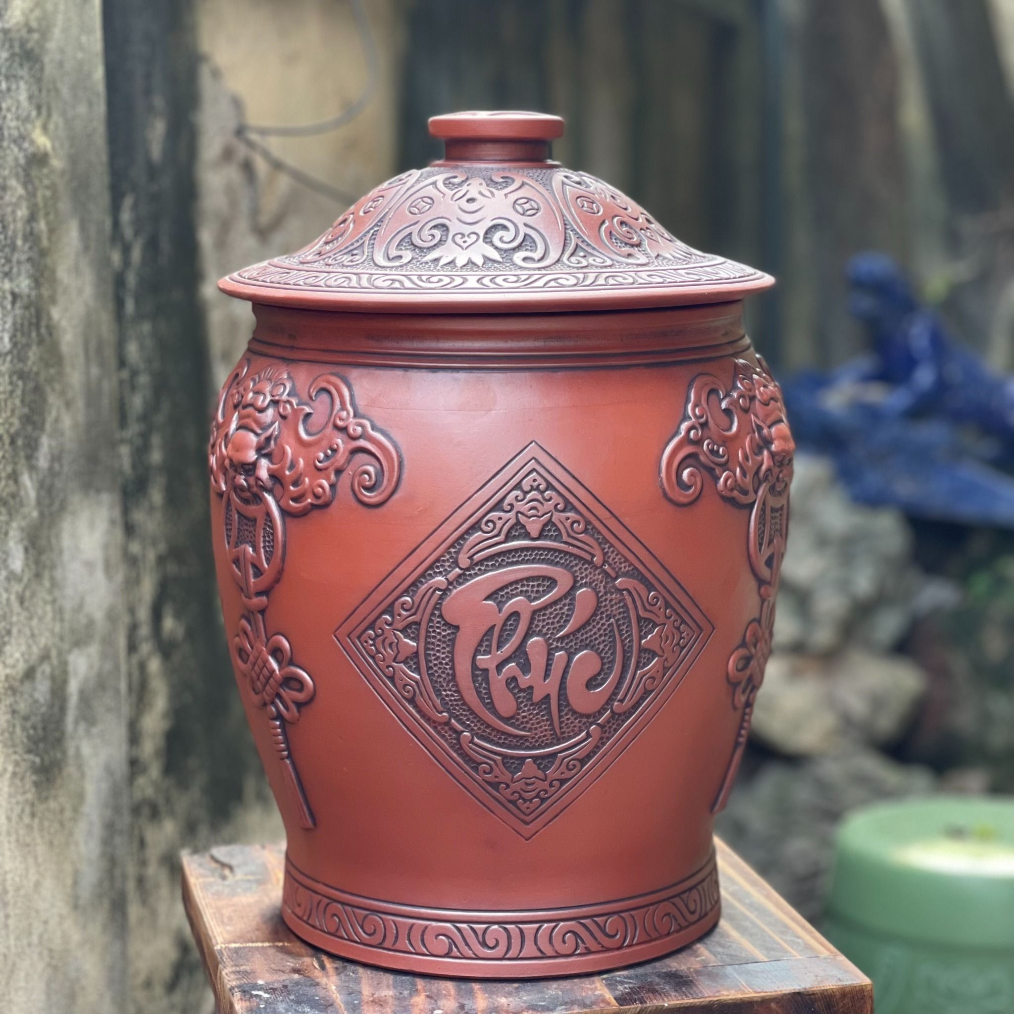 10Kg - Trĩnh đựng Gạo Phúc Lộc Thọ