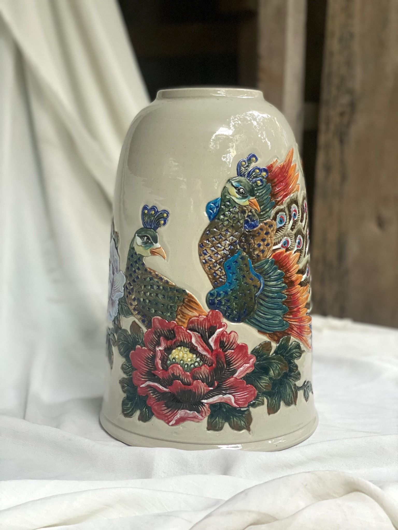 Bình Khắc Công Danh Phú Quý - Nghệ nhân Bát Tràng Vuốt tay