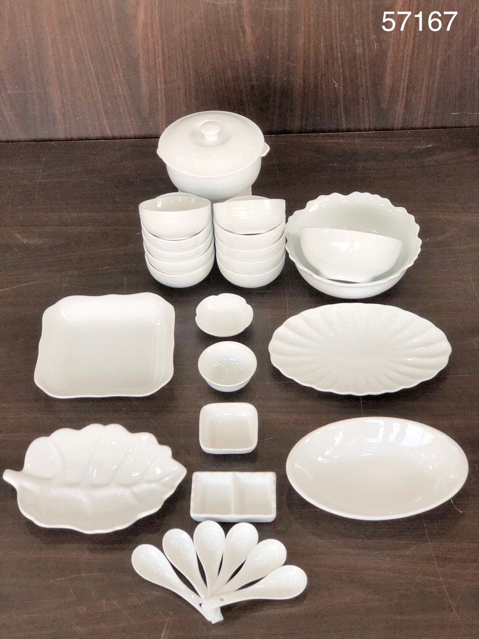 Bộ Bát đĩa Trắng hàng Bát Tràng Cao cấp TĐ