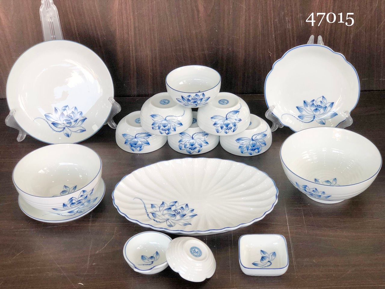 Bộ Bát đĩa Sen đơn hàng Bát Tràng Vẽ tay Cao cấp TĐ