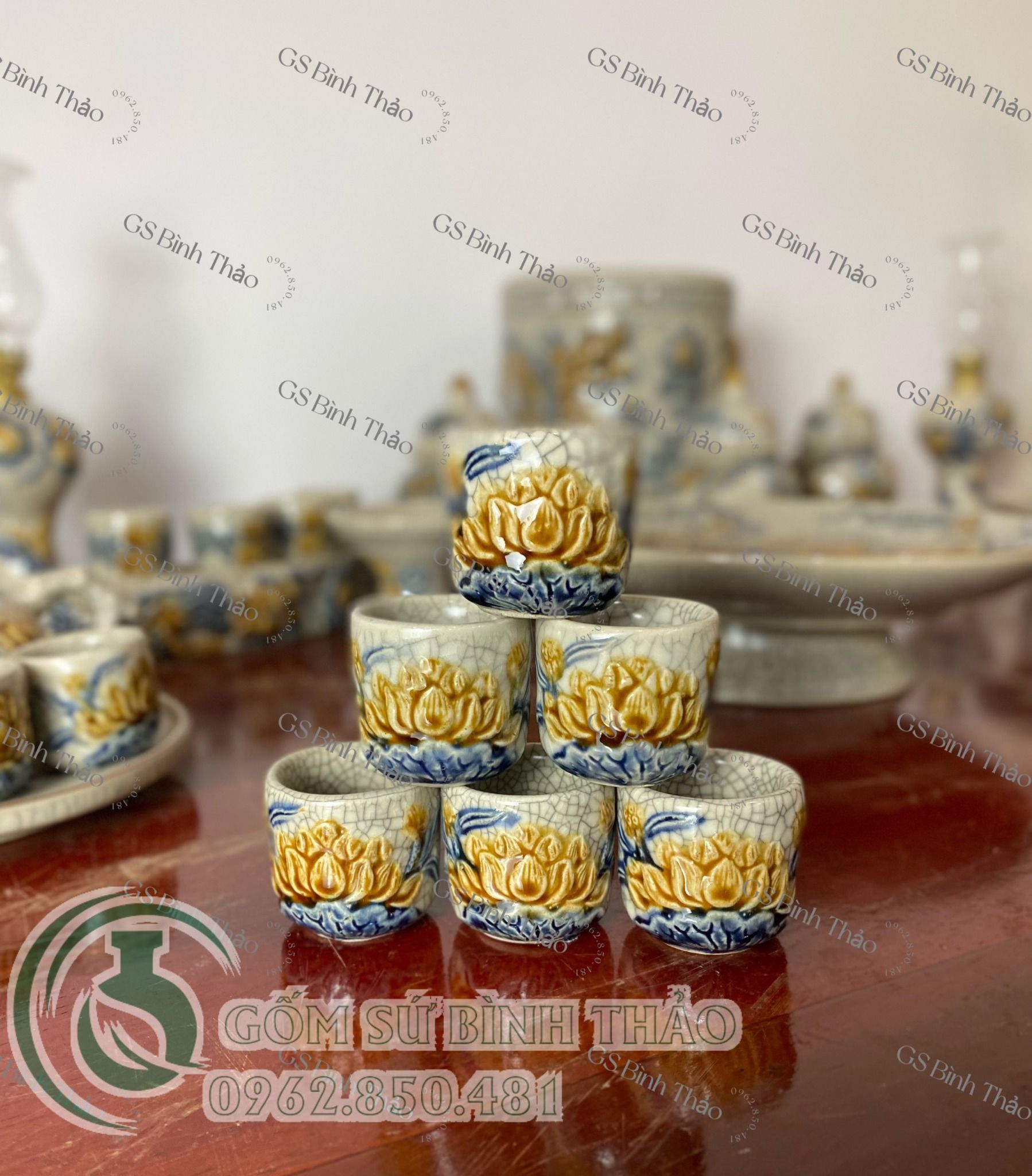 Chén thờ Men rạn Đắp nổi PA