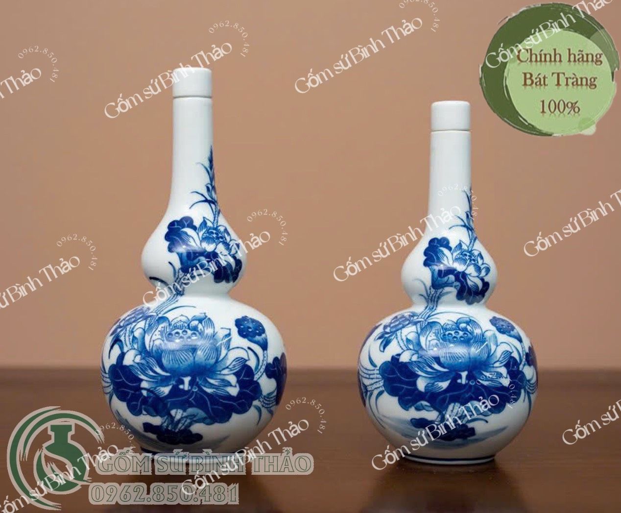 Nậm rượu thờ Men trắng Họa tiết sen TY
