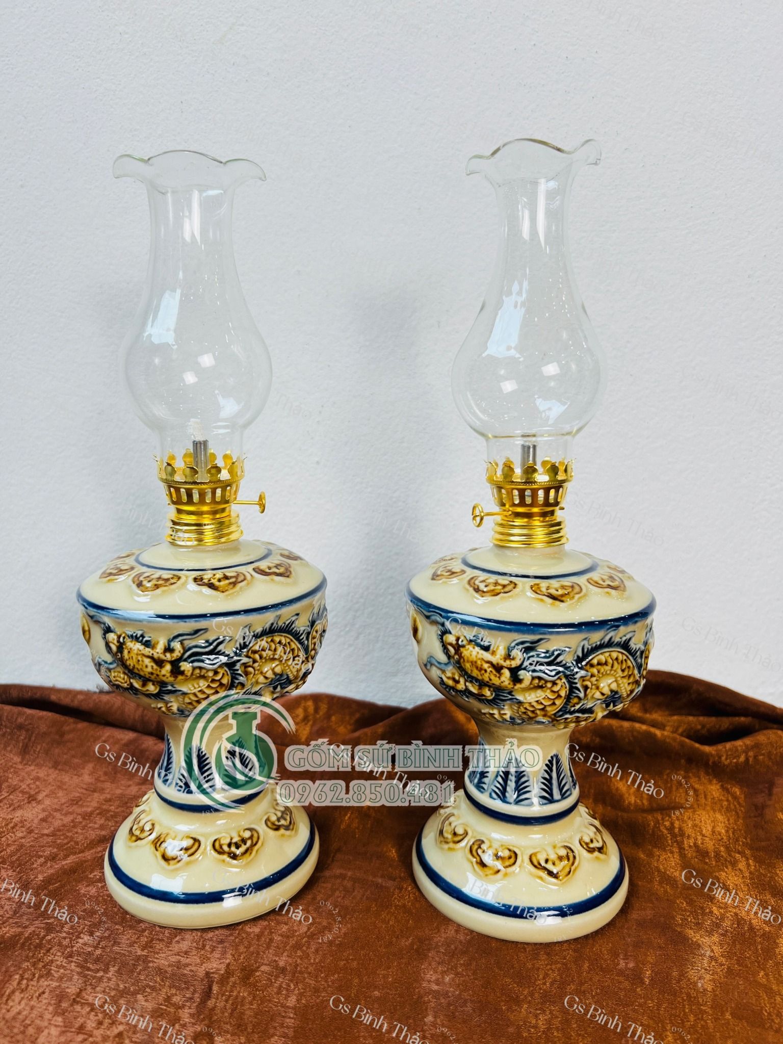 Đồ thờ Tài Địa Gốm sứ Bát Tràng Men Hoàng Thổ đắp nổi Cao cấp - Hàng Nghệ nhân DMTT02