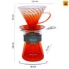 Bộ phễu V60 pha cà phê pour over thủy tinh Brewista Tornado Dripper & Server Orange