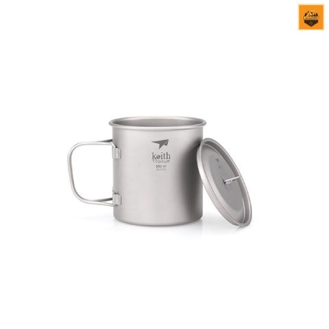 Ca Keith Single-Wall Titanium Mug with Folding Handle and Lid 550ml Ti3206