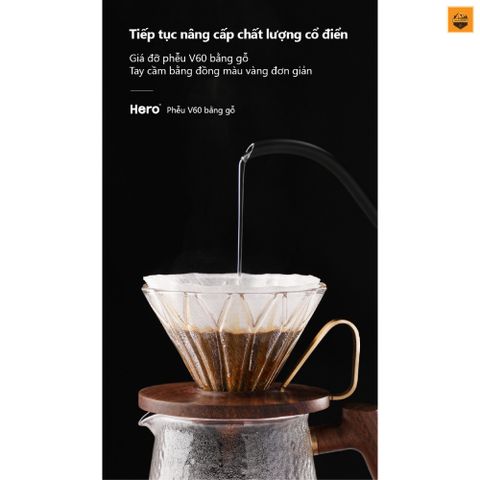 Phễu V60 Prisma - Gỗ Óc Chó