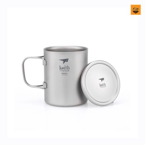 Ca Keith Double-Wall Titanium Mug with Folding Handle and Lid 450ml Ti3353