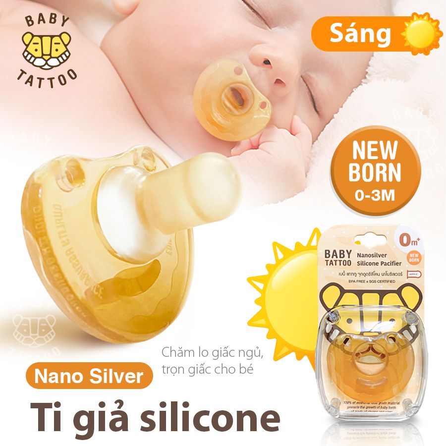 Ti Giả, Ti Ngậm Silicone Nano Bạc Kháng Khuẩn Cho Bé Hạn Chế Mút Tay, Rèn Luyện Kỹ Năng Hút Cho Bé