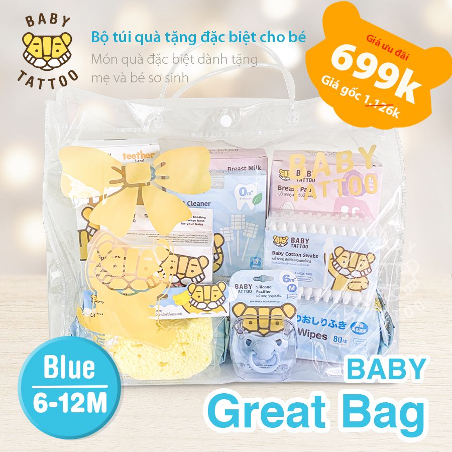 BABY TATTOO Bộ túi quà tặng đặc biệt 11 món cho mẹ và bé từ 0-12 tháng tuổi