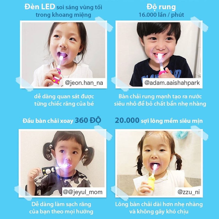 BÀN CHẢI ĐÁNH RĂNG TỰ ĐỘNG DÀNH CHO TRẺ EM