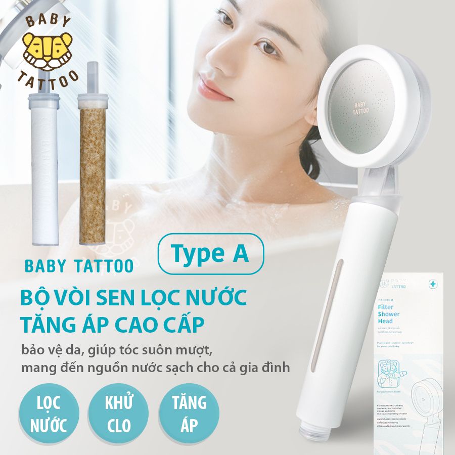 Bộ vòi sen tắm cao cấp khử Clo, lọc nước BABY TATTOO