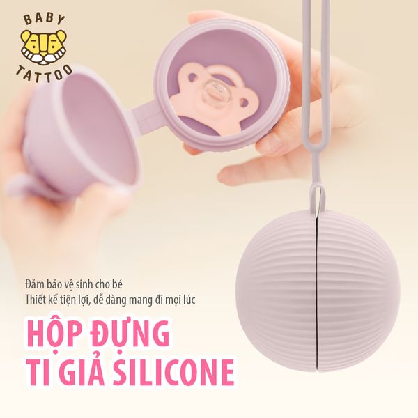  BABY TATTOO Hộp Đựng Ti Giả Silicone Hình Cầu, Bảo Vệ Ti, Chống Bụi Bẩn, Đảm Bảo An Toàn Vệ Sinh Cho Bé 