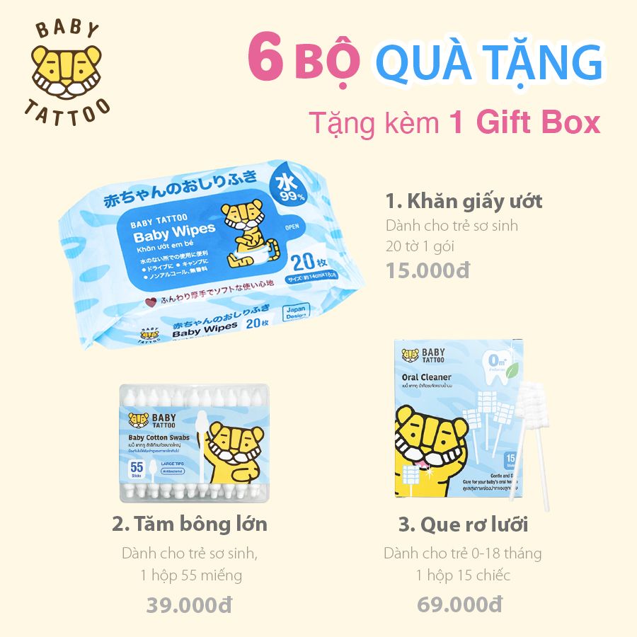BABY TATTOO Bộ quà tặng dành cho bé sơ sinh 0-12 tháng tuổi