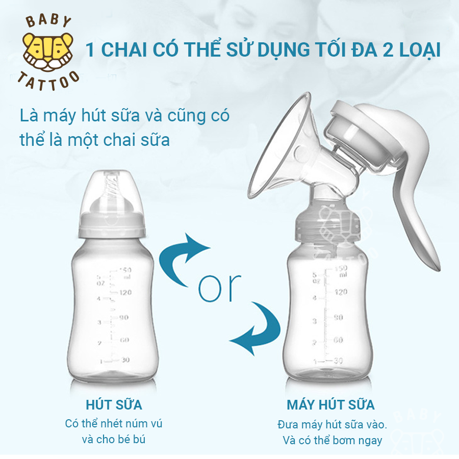 Máy Hút Sữa Và Bình Sữa 2 Trong 1 Cho Mẹ Và Bé Tiện Lợi, An Toàn