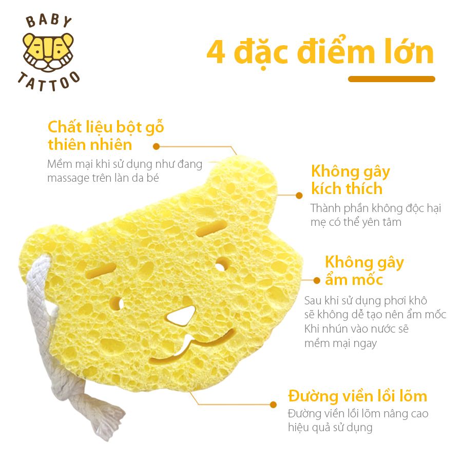Miếng Tắm Bọt Biển Hình Con Hổ, An Toàn Cho Làn Da Của Bé