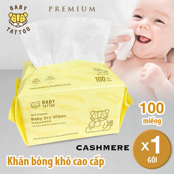  BABY TATTOO Khăn Giấy Bông Khô Cao Cấp Cho Bé Chất Vải CASHMERE, Đa Năng Sử Dụng Khô Hoặc Ướt 