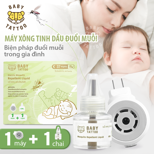  BABY TATTOO Combo Máy Xông Và Tinh Dầu Đuổi Muỗi Không Mù Không khói 